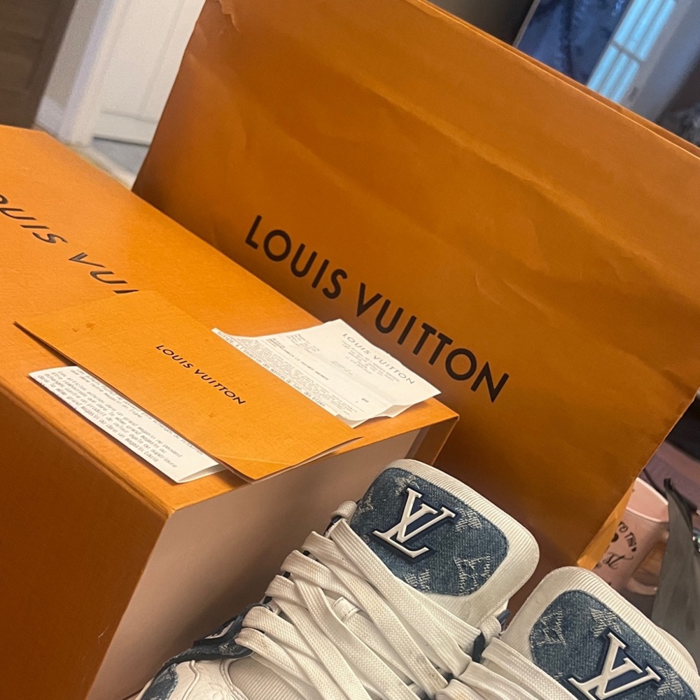 Louis Vuitton White and Blue Sneakers